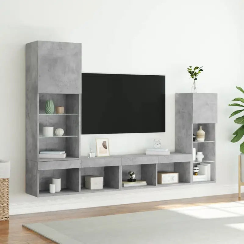 Zwevend tv-meubel van bewerkt hout met RGB LED-verlichting - Tv-meubels