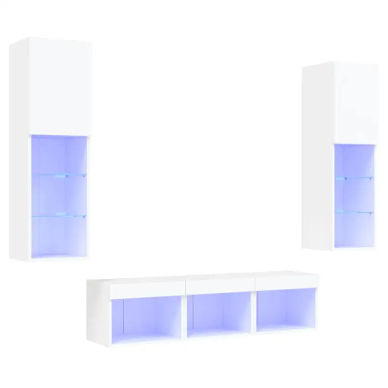 Zwevend tv-meubel van bewerkt hout met rgb led-verlichting - Tv-meubels