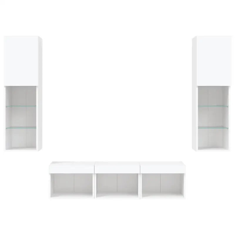 Zwevend tv-meubel van bewerkt hout met rgb led-verlichting - Tv-meubels