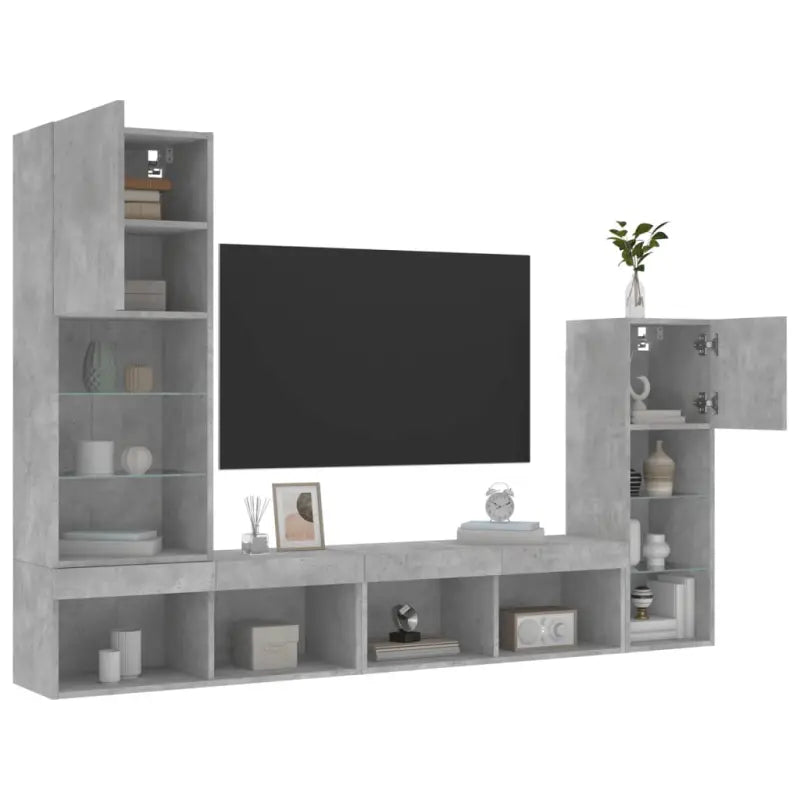Zwevend tv-meubel van bewerkt hout met RGB LED-verlichting - Tv-meubels