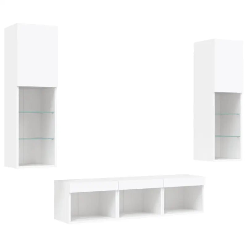 Zwevend tv-meubel van bewerkt hout met rgb led-verlichting - Tv-meubels