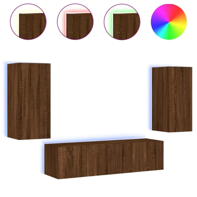 Zwevend tv-meubel van bewerkt hout met rgb led-verlichting - Tv-meubels