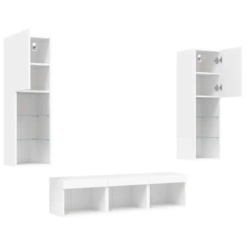 Zwevend tv-meubel van bewerkt hout met rgb led-verlichting - Tv-meubels