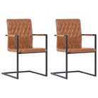 Zwevende eetkamerstoelen levering bevat voor modern interieurstijl - Cognac / 2 / Ruitpatroon - Eetkamerstoelen