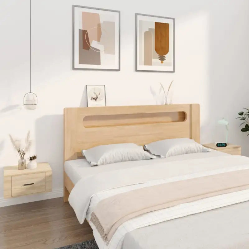 Zwevende nachtkastjes in grijs Sonoma eiken voor een tijdloos interieur - Sonoma eiken / 2 - Nachtkastjes