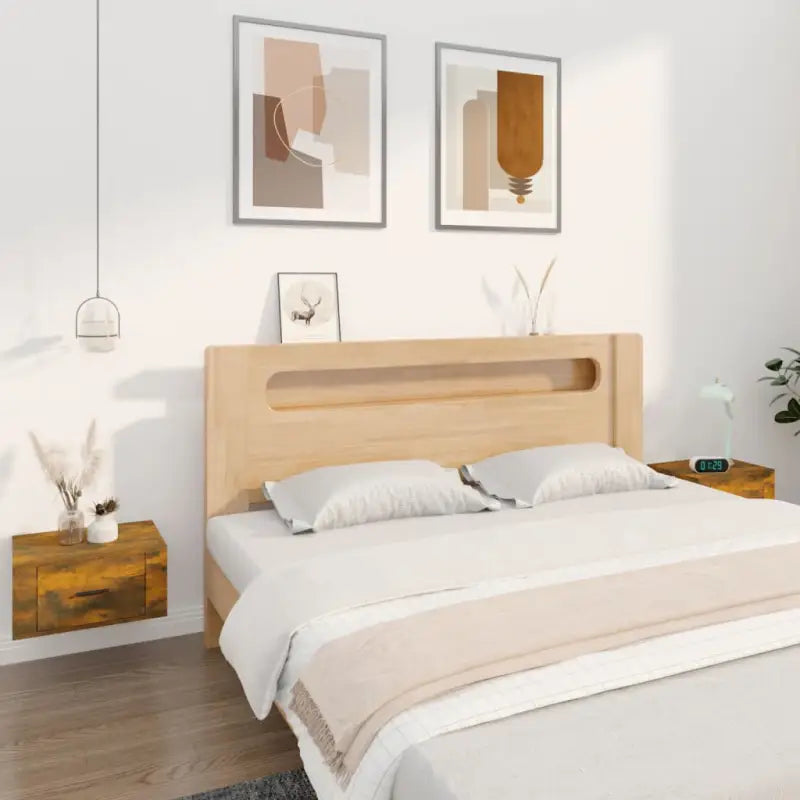 Zwevende nachtkastjes in grijs Sonoma eiken voor een tijdloos interieur - Gerookt eiken / 2 - Nachtkastjes