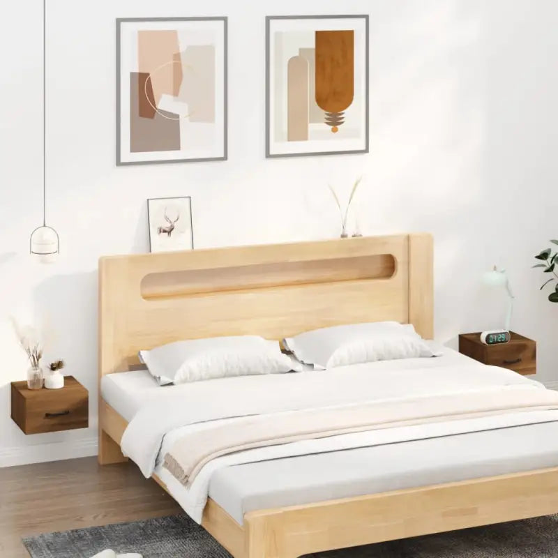 Zwevende nachtkastjes voor een elegante en ruimtebesparende muurdecoratie - bruin eikenkleur / 2 - Nachtkastjes