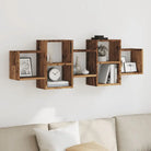 Zwevende schap van bewerkt hout voor maximale ruimtegebruik in huis - Oud hout / 129 x 18 x 42 cm / 1 - Wandplanken