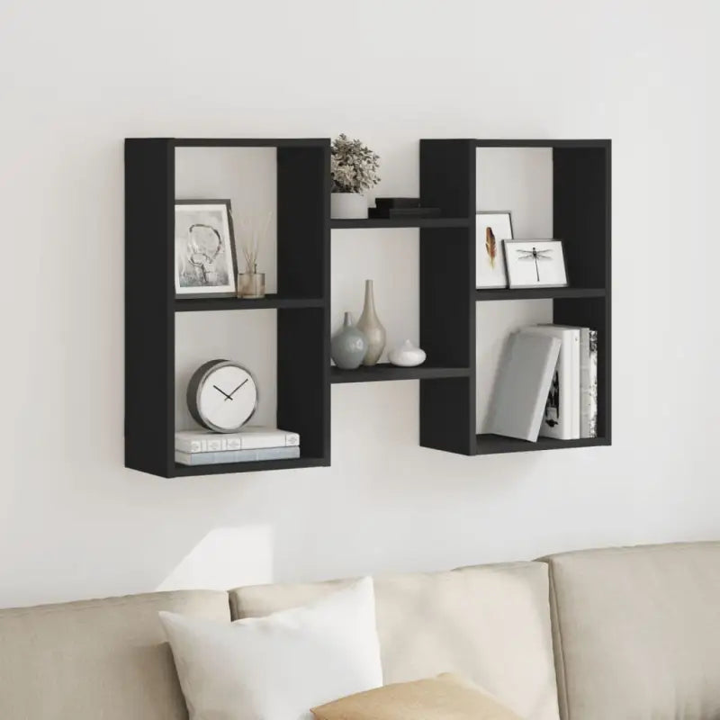 Zwevende schap van bewerkt hout voor maximale ruimtegebruik in huis - Zwart / 1 - Wandplanken