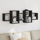 Zwevende schap van bewerkt hout voor maximale ruimtegebruik in huis - Zwart / 129 x 18 x 42 cm / 1 - Wandplanken