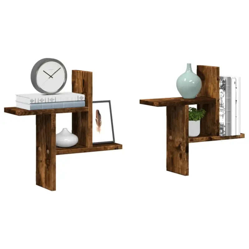 Zwevende schappen van bewerkt hout voor een stijlvolle muuropslag - Gerookt eiken / 38 x 12 x 38 cm / 1 - Wandplanken