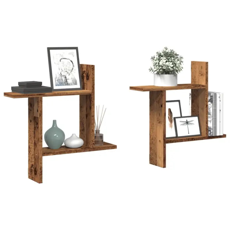 Zwevende schappen van bewerkt hout voor een stijlvolle muuropslag - Oud hout / 50 x 12 x 50 cm / 1 - Wandplanken