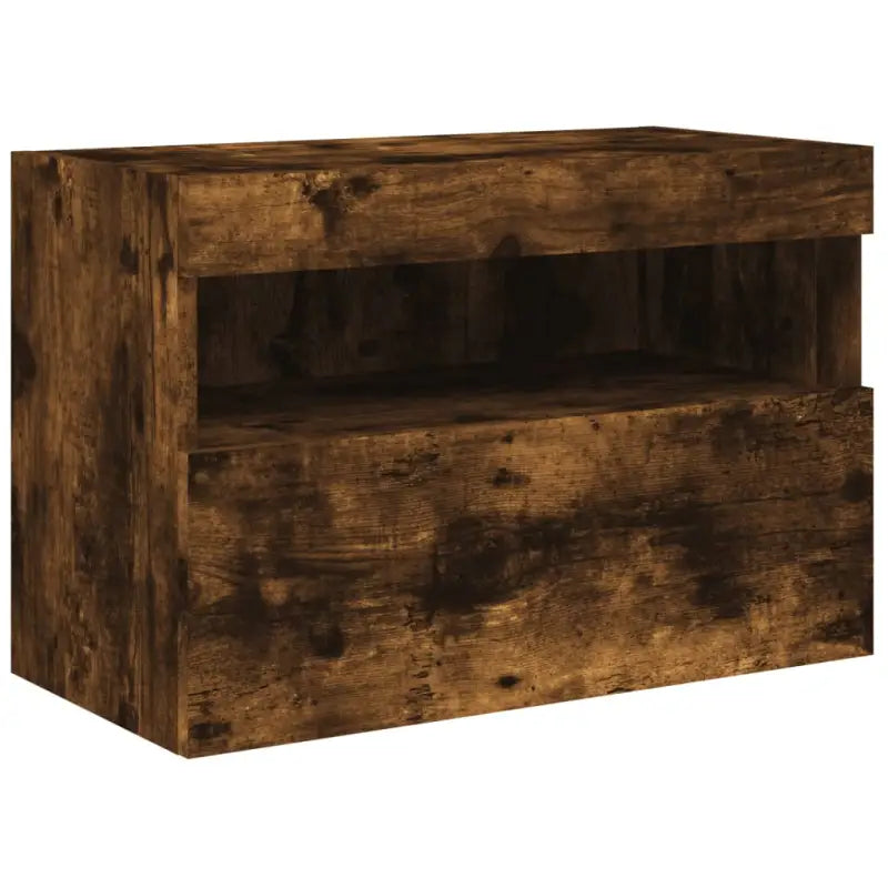 Zwevende tv-meubel met RGB LED-verlichting van bewerkt hout - Tv-meubels