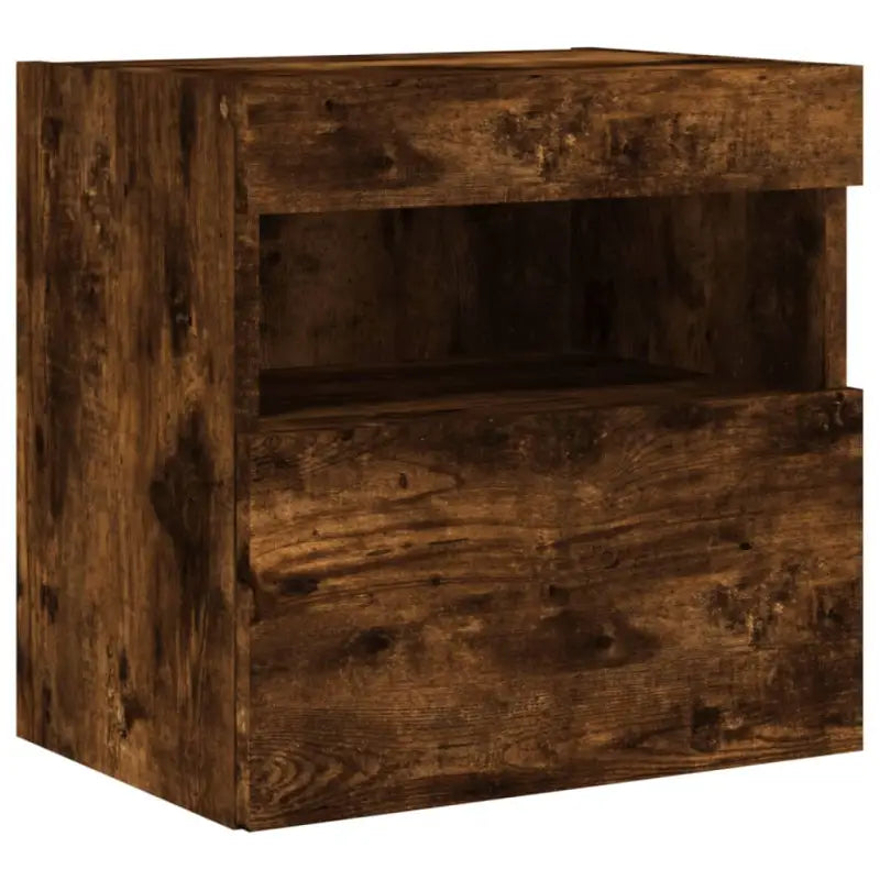 Zwevende tv-meubel met RGB LED-verlichting van bewerkt hout - Tv-meubels