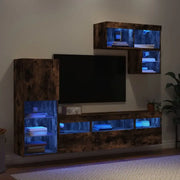 Zwevende tv-meubel met RGB LED-verlichting van bewerkt hout - Tv-meubels