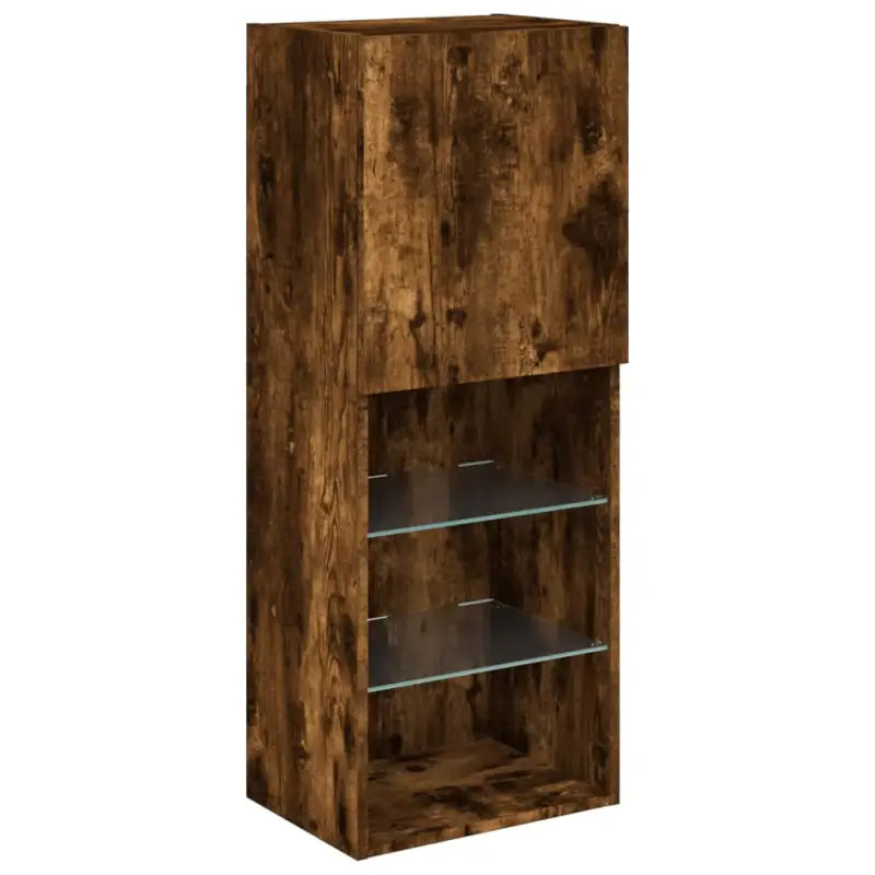 Zwevende tv-meubel met RGB LED-verlichting van bewerkt hout - Tv-meubels