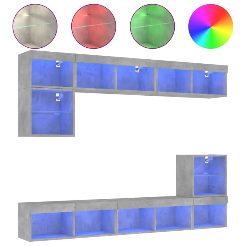 Zwevende tv-meubel van bewerkt hout met rgb led-verlichting - Tv-meubels