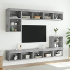 Zwevende tv-meubel van bewerkt hout met rgb led-verlichting - Tv-meubels