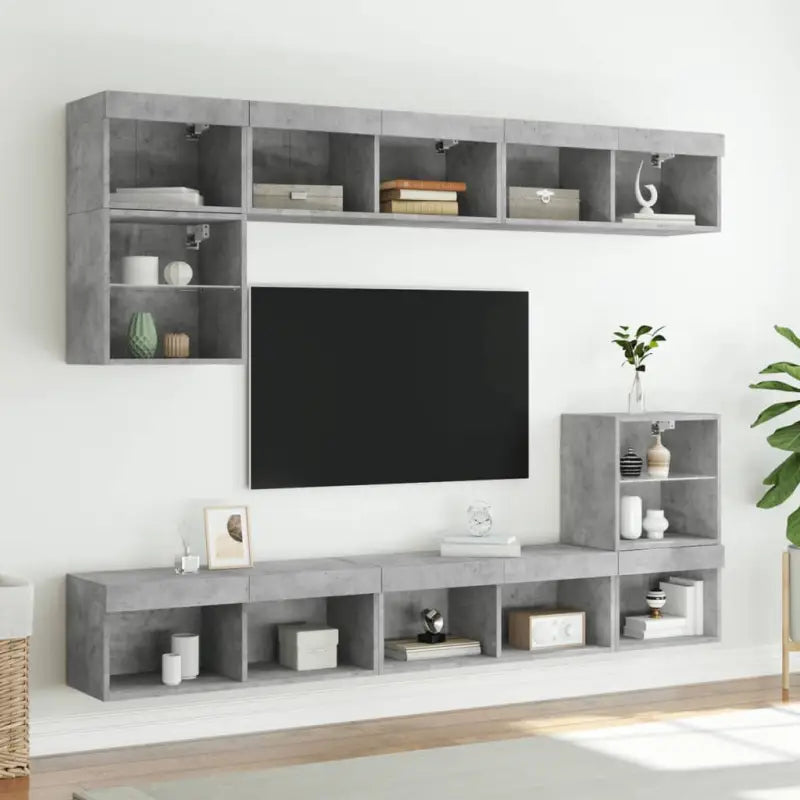 Zwevende tv-meubel van bewerkt hout met rgb led-verlichting - Tv-meubels