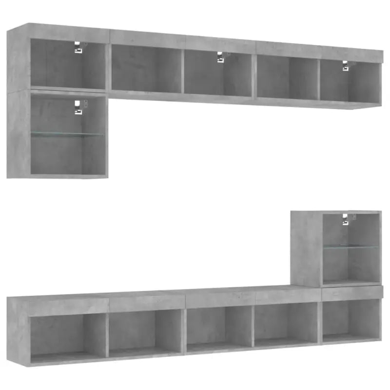 Zwevende tv-meubel van bewerkt hout met rgb led-verlichting - Tv-meubels