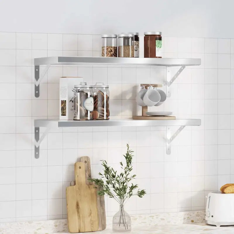 Zwevende wandplank van roestvrijstaal voor diverse ruimtes - Zilver / 75 x 30 x 3 cm / 1 - Wandplanken