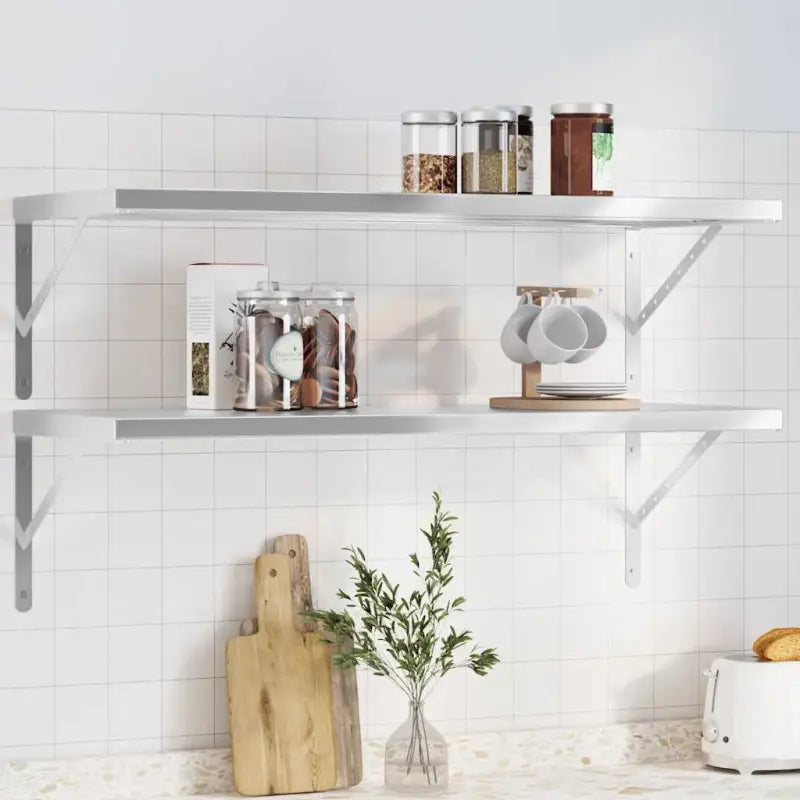 Zwevende wandplank van roestvrijstaal voor diverse ruimtes - Zilver / 100 x 40 x 3 cm / 1 - Wandplanken