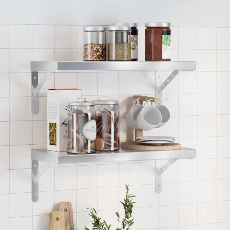 Zwevende wandplank van roestvrijstaal voor diverse ruimtes - Zilver / 50 x 23.5 x 3 cm / 1 - Wandplanken