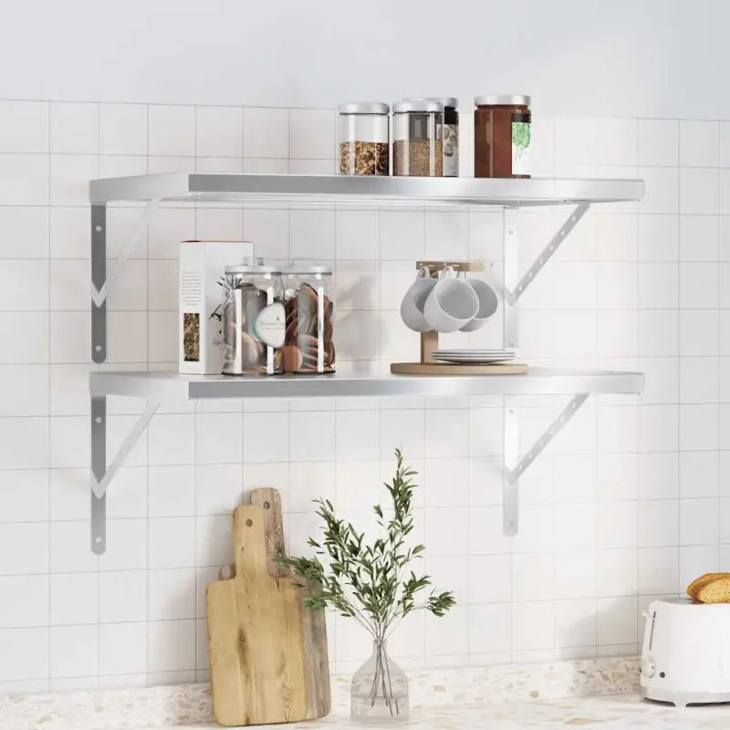 Zwevende wandplank van roestvrijstaal voor diverse ruimtes - Zilver / 75 x 40 x 3 cm / 1 - Wandplanken