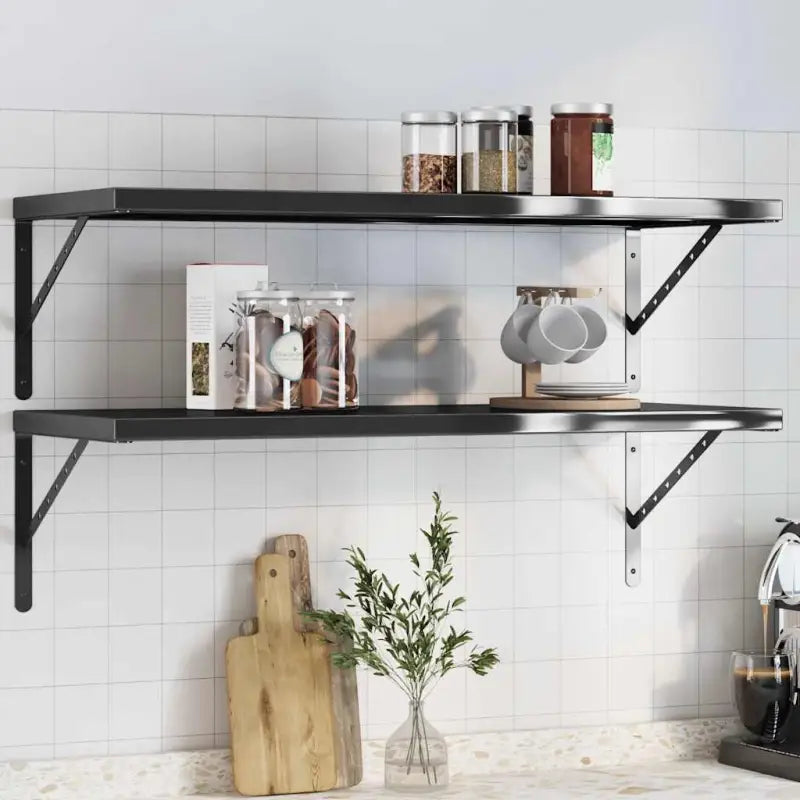 Zwevende wandplank van roestvrijstaal voor diverse ruimtes - Zwart / 100 x 40 x 3 cm / 1 - Wandplanken