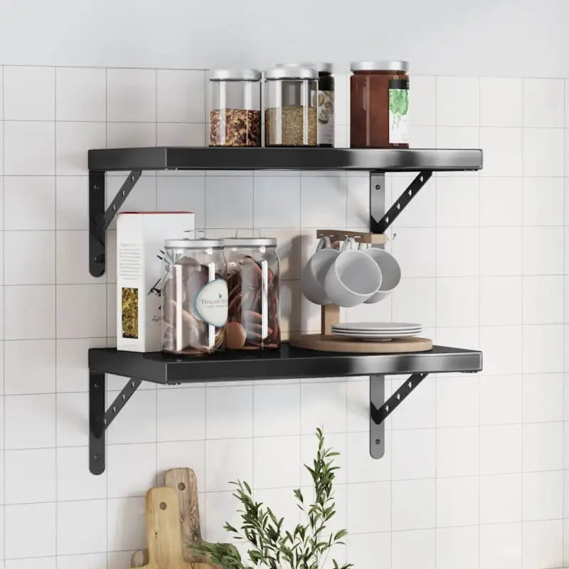 Zwevende wandplank van roestvrijstaal voor diverse ruimtes - Zwart / 50 x 30 x 3 cm / 1 - Wandplanken