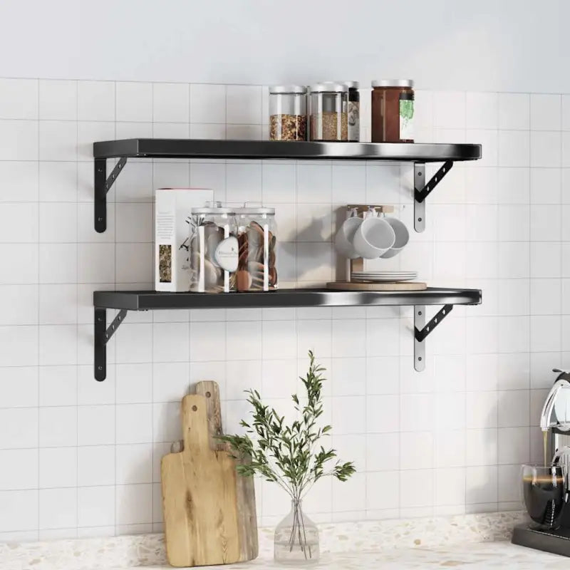 Zwevende wandplank van roestvrijstaal voor diverse ruimtes - Zwart / 75 x 23.5 x 3 cm / 1 - Wandplanken