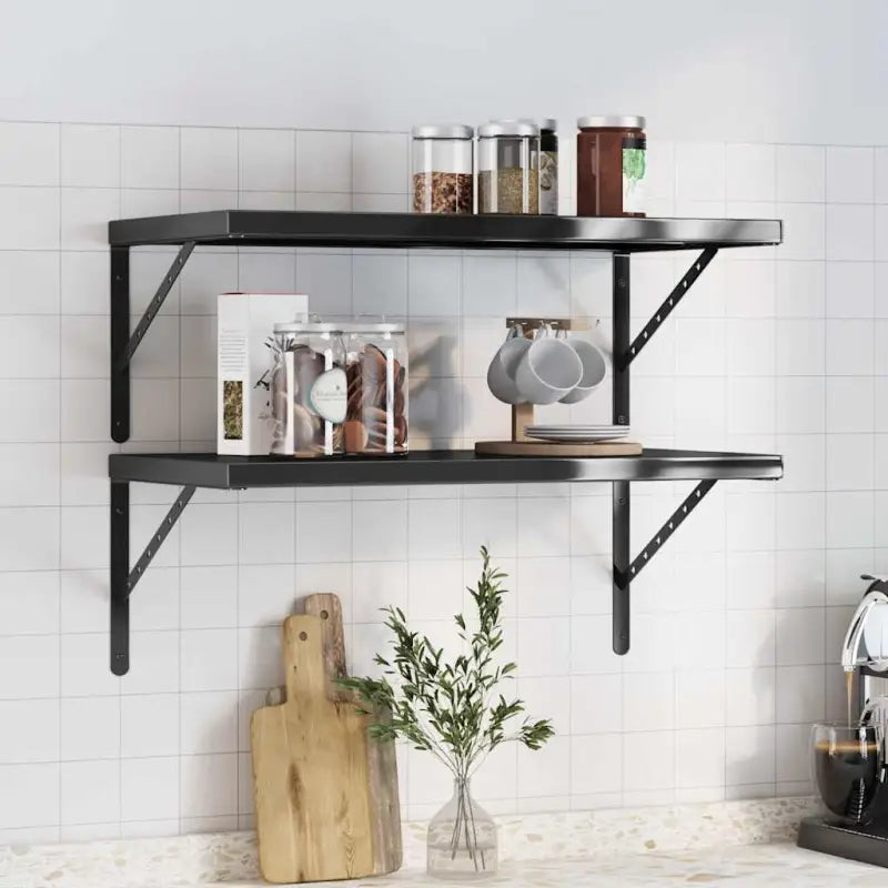 Zwevende wandplank van roestvrijstaal voor diverse ruimtes - Zwart / 75 x 40 x 3 cm / 1 - Wandplanken